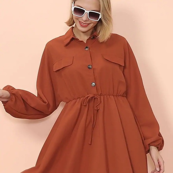 Rustic Red Ruffled Sleeve Dress - Picture 6 of 6